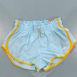 Nike Women's Sky Blue Shorts with Yellow Trim